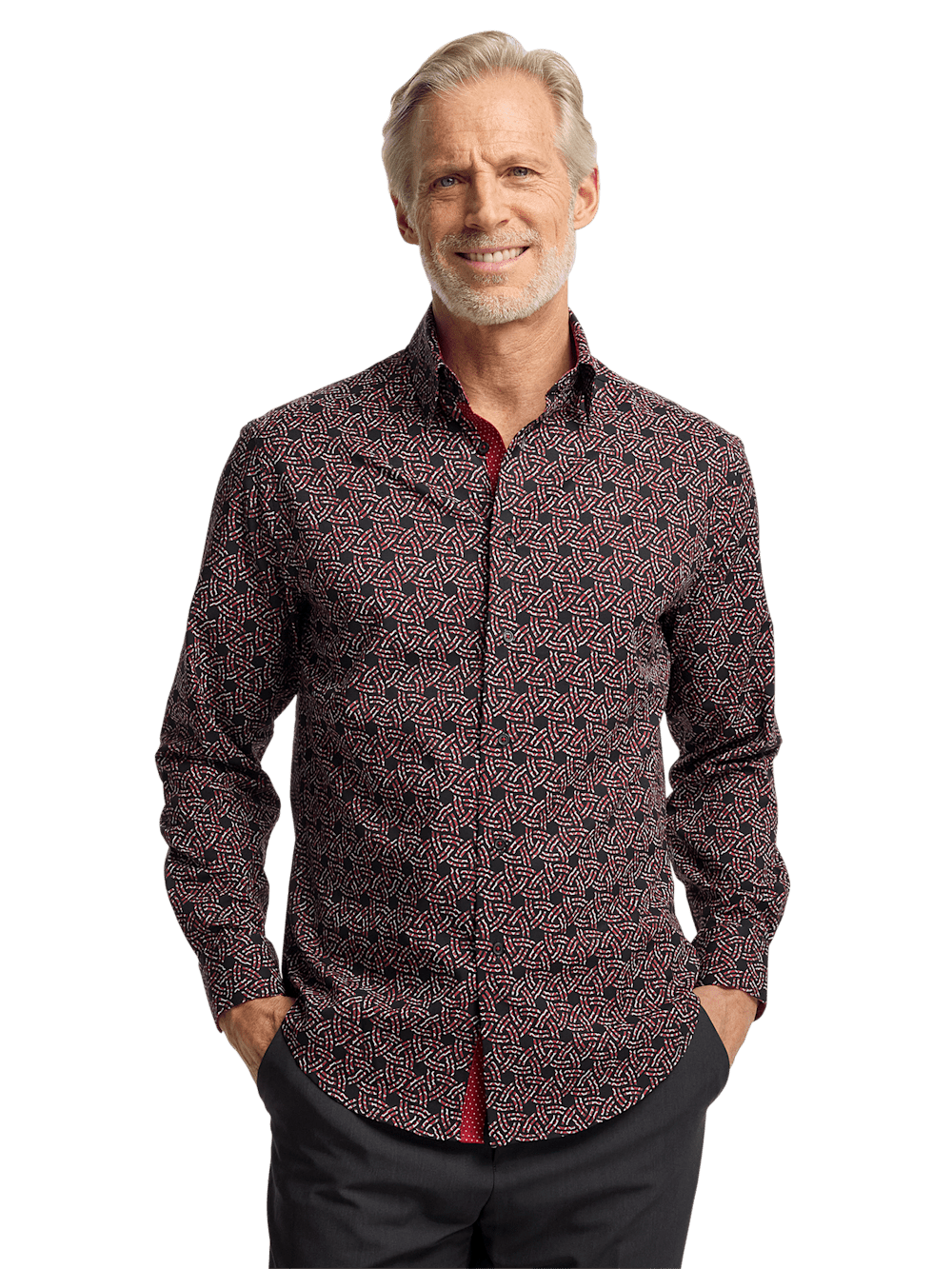 Alternate Image of Performance Stretch Geometric Casual Shirt-1
