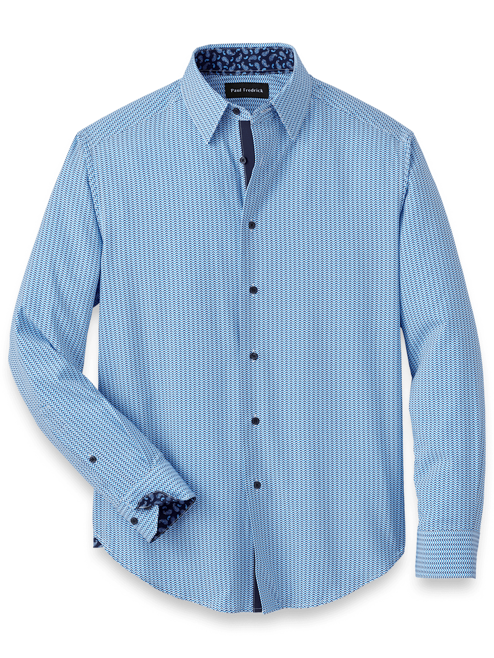 Product Image of Performance Stretch Chevron Stripe Casual Shirt-Blue