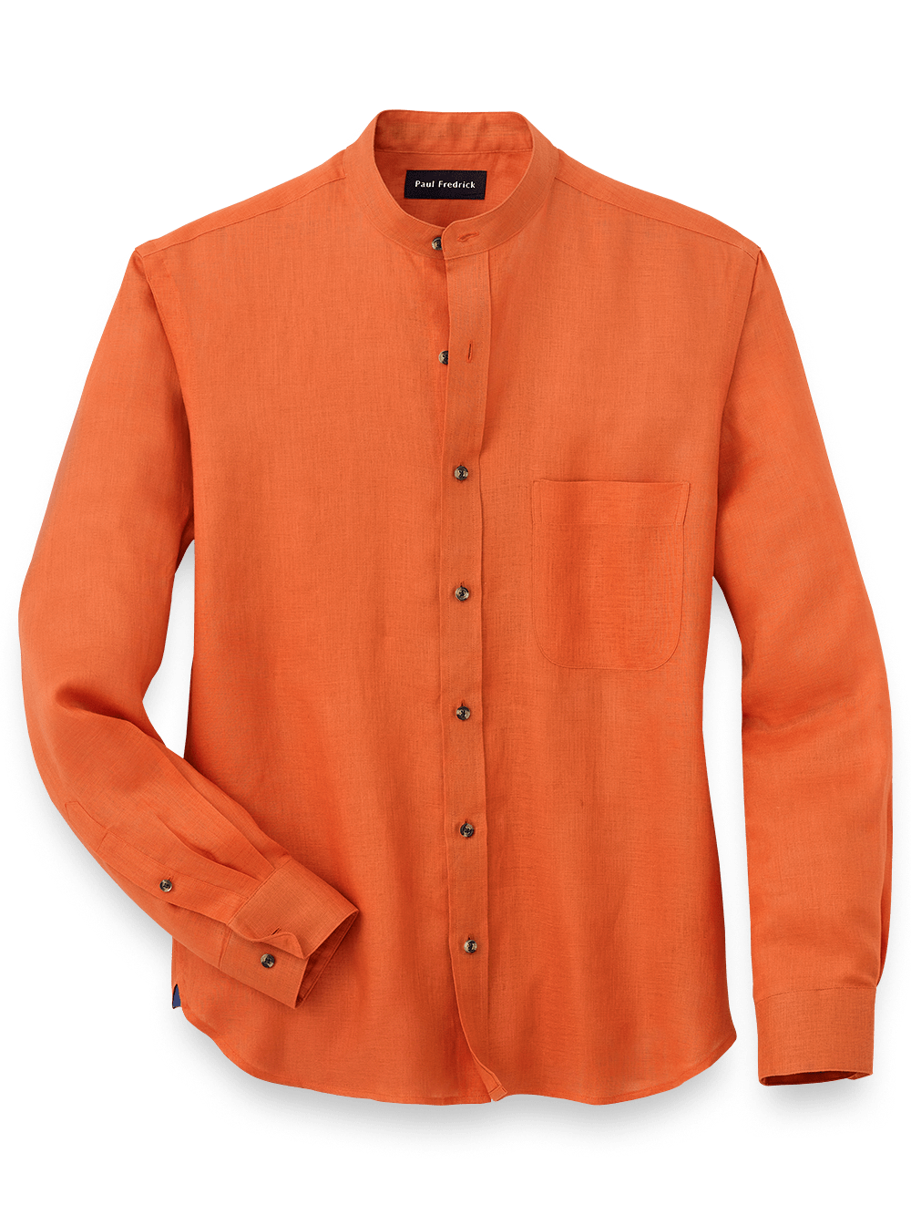 Product Image of Linen Solid Casual Shirt-Orange