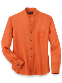 Linen Solid Casual Shirt - Orange