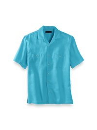 Linen Solid Casual Shirt - Aqua