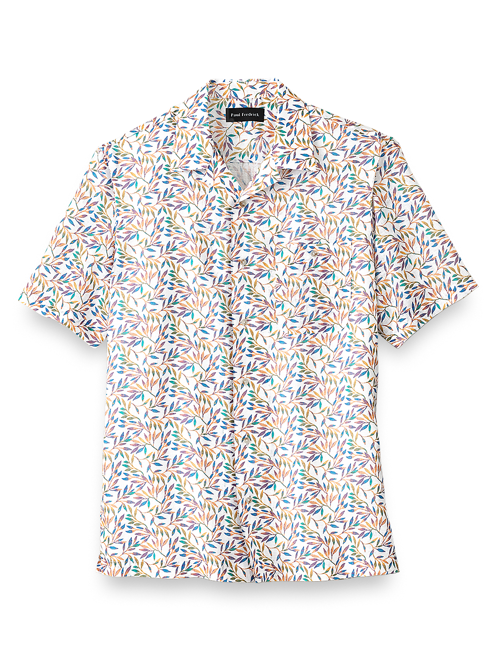 Product Image of Linen Botanical Print Casual Shirt-White Multi