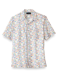 Linen Botanical Print Casual Shirt - White Multi