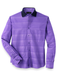 Knit Collar Casual Shirt - Purple