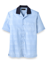 Knit Collar Casual Shirt - Light Blue