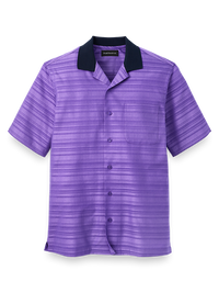 Knit Collar Casual Shirt - Purple