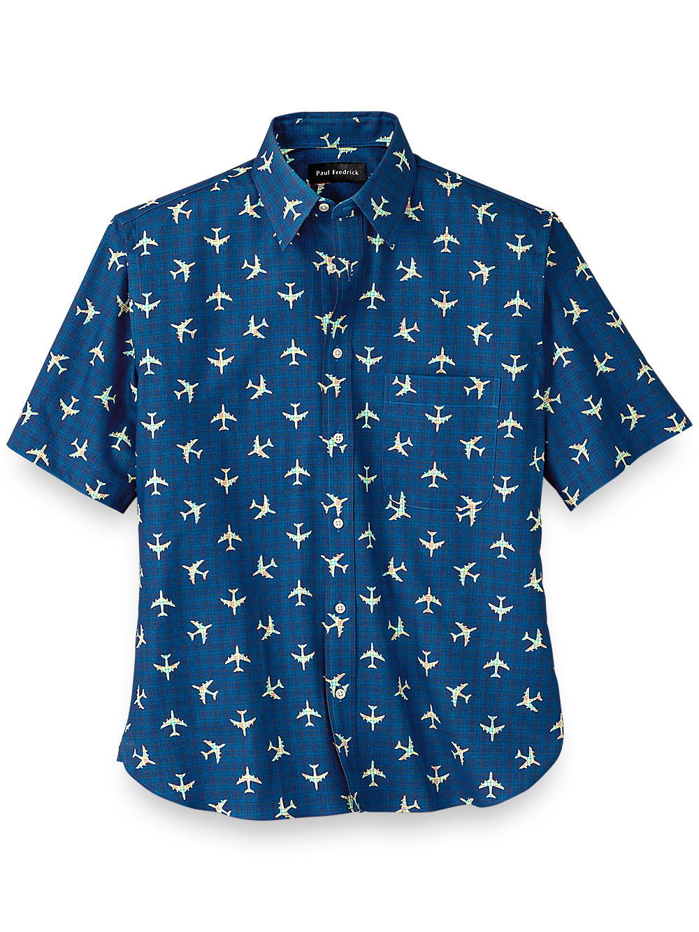 Product Image of Cotton Plane Print Casual Shirt-Cobalt
