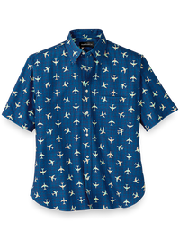 Cotton Plane Print Casual Shirt - Cobalt
