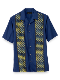 Cotton Geometric Print Casual Shirt - Navy