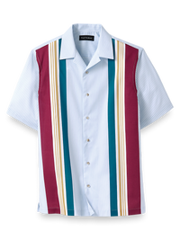 Cotton Stripe Print Casual Shirt - Blue