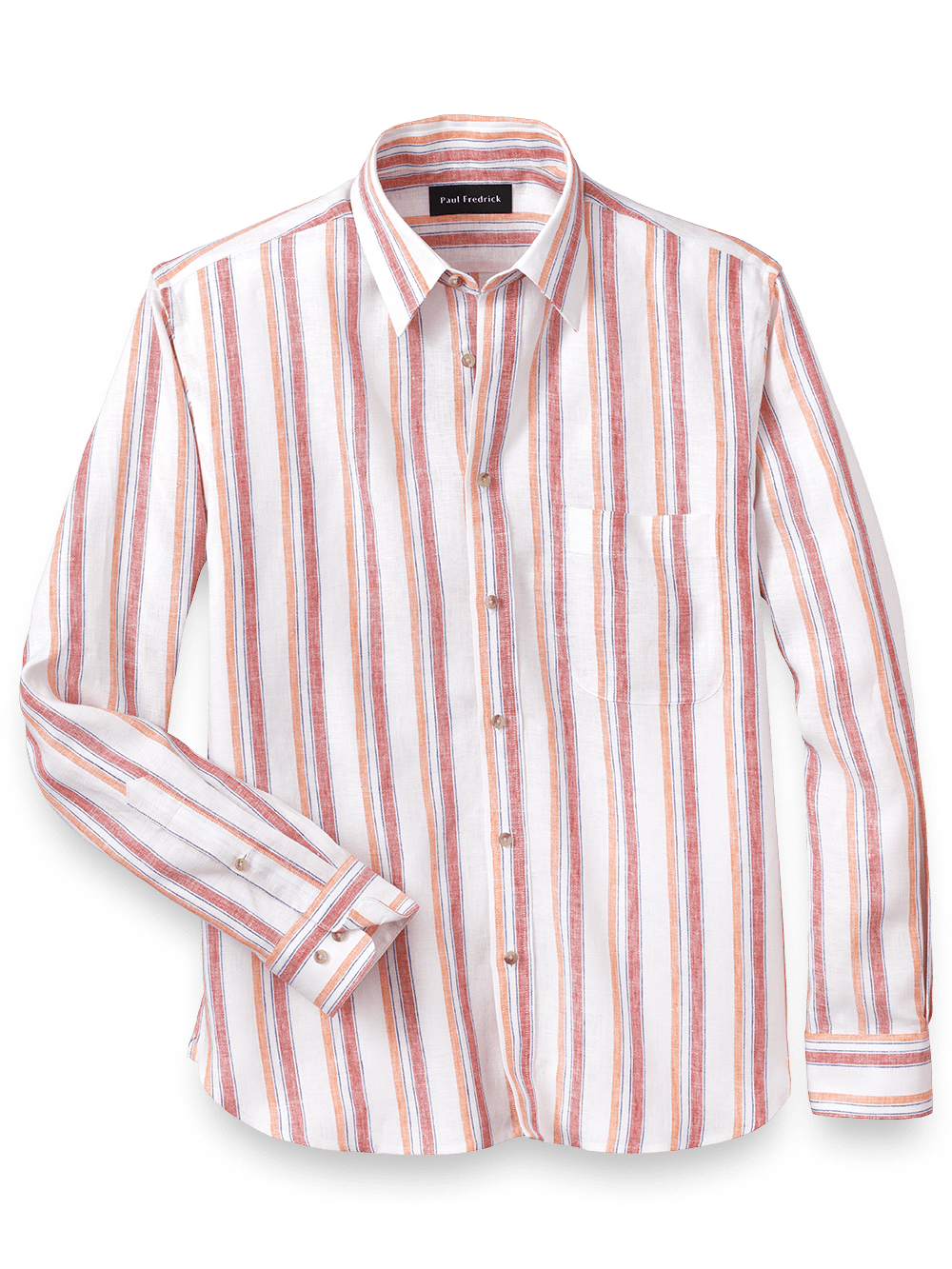 Product Image of Linen Stripe Casual Shirt-White Multi