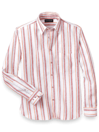 Linen Stripe Casual Shirt - White Multi