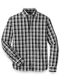 Cotton Plaid Casual Shirt - White/black