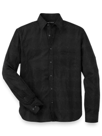Cotton Check Print Casual Shirt - Black
