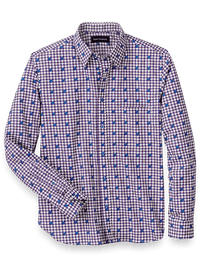 Cotton Houndstooth Print Casual Shirt - Purple