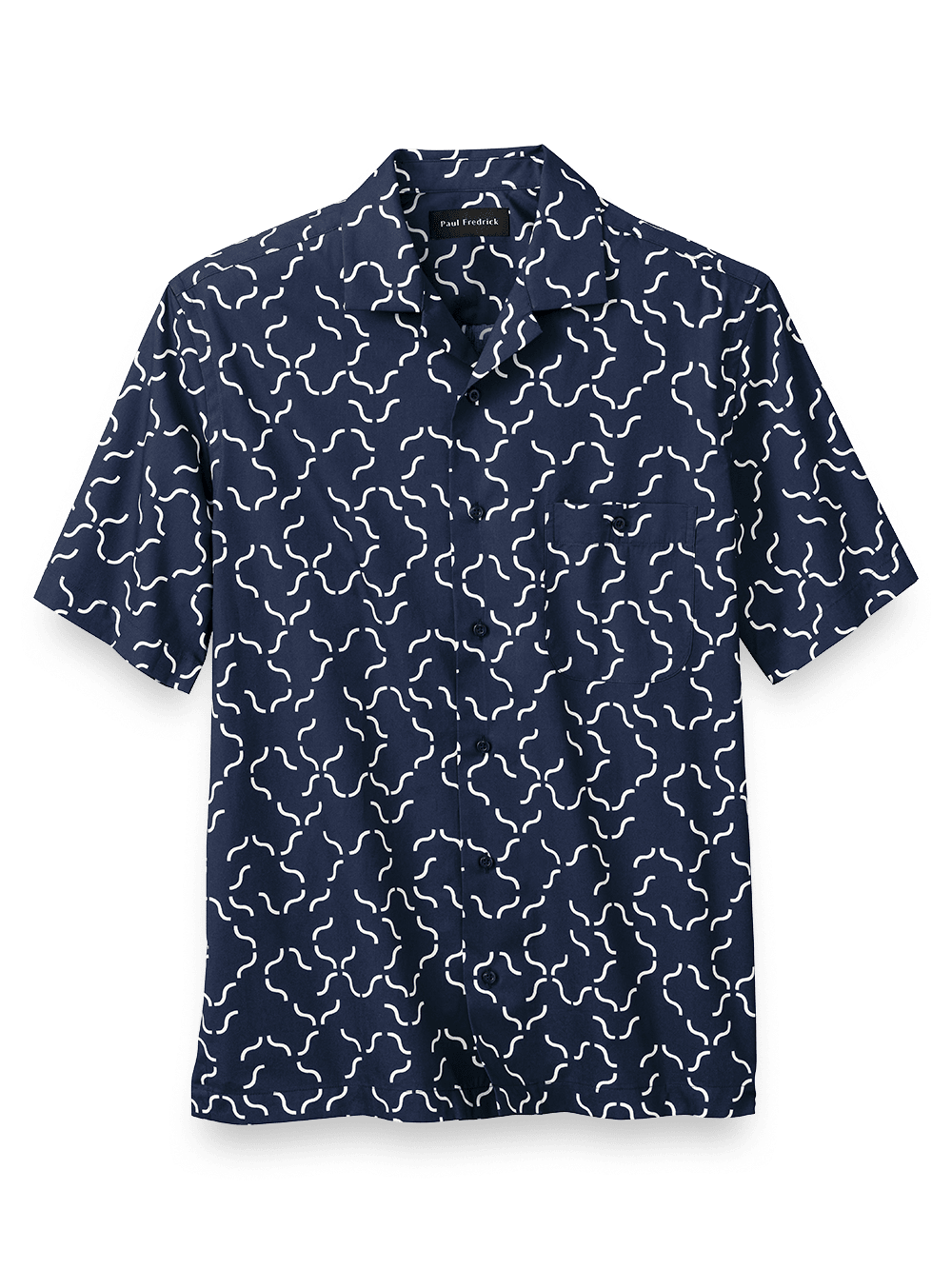 Product Image of Cotton Deco Print Casual Shirt-Navy