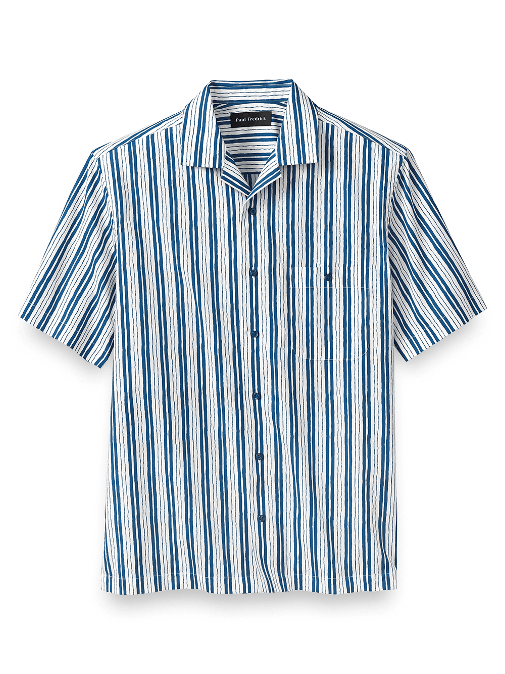 Product Image of Cotton Stripe Print Casual Shirt-White/Blue