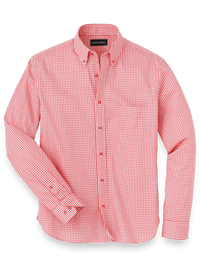 Cotton Gingham Casual Shirt - Coral