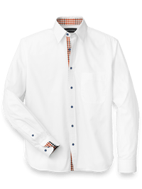 Cotton Solid Casual Shirt With Contrast Trim - White