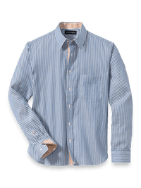 Cotton Stripe Casual Shirt - Blue/orange