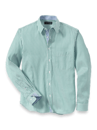 Cotton Stripe Casual Shirt - Green/blue
