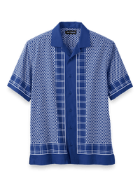 Cotton Border Print Casual Shirt - Blue