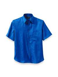 Lyocell Solid Jacquard Casual Shirt - Blue
