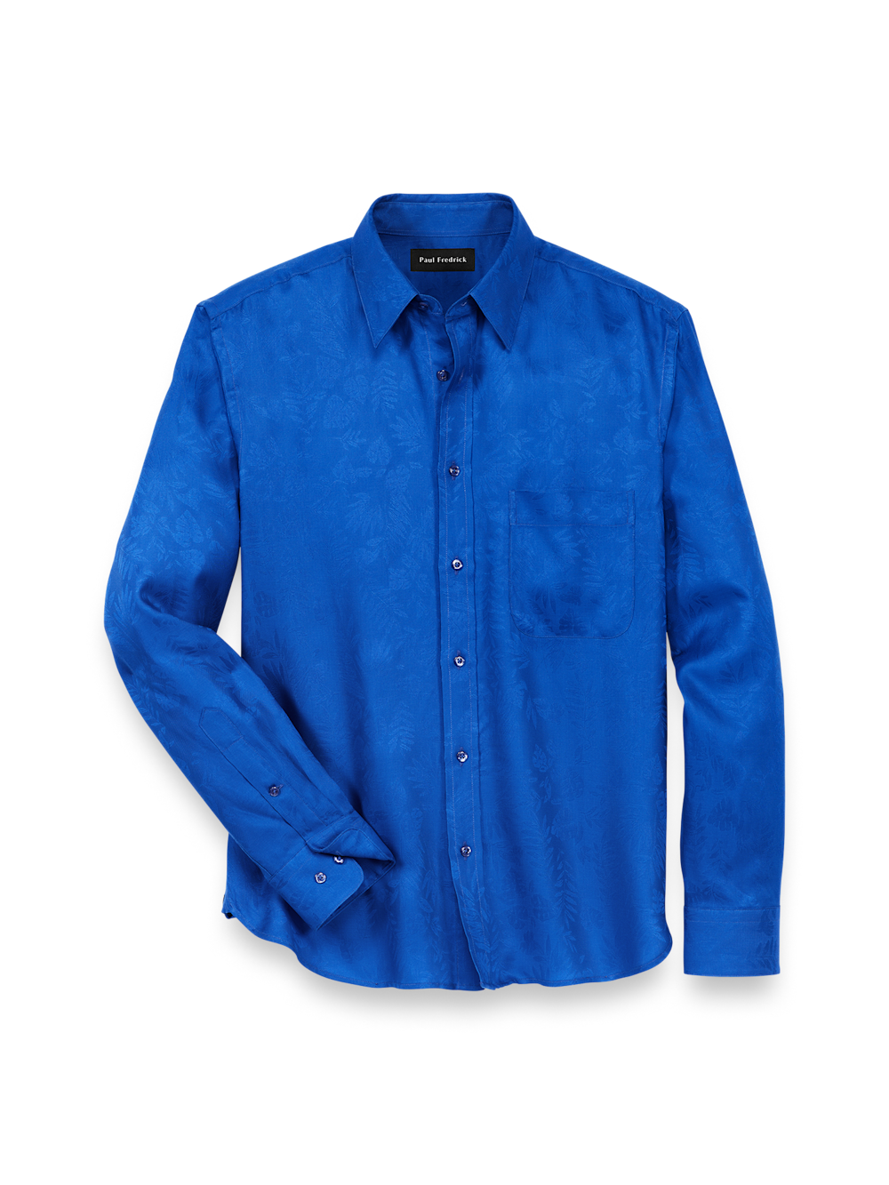 Product Image of Lyocell Solid Jacquard Casual Shirt-Blue