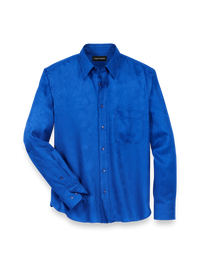 Lyocell Solid Jacquard Casual Shirt - Blue