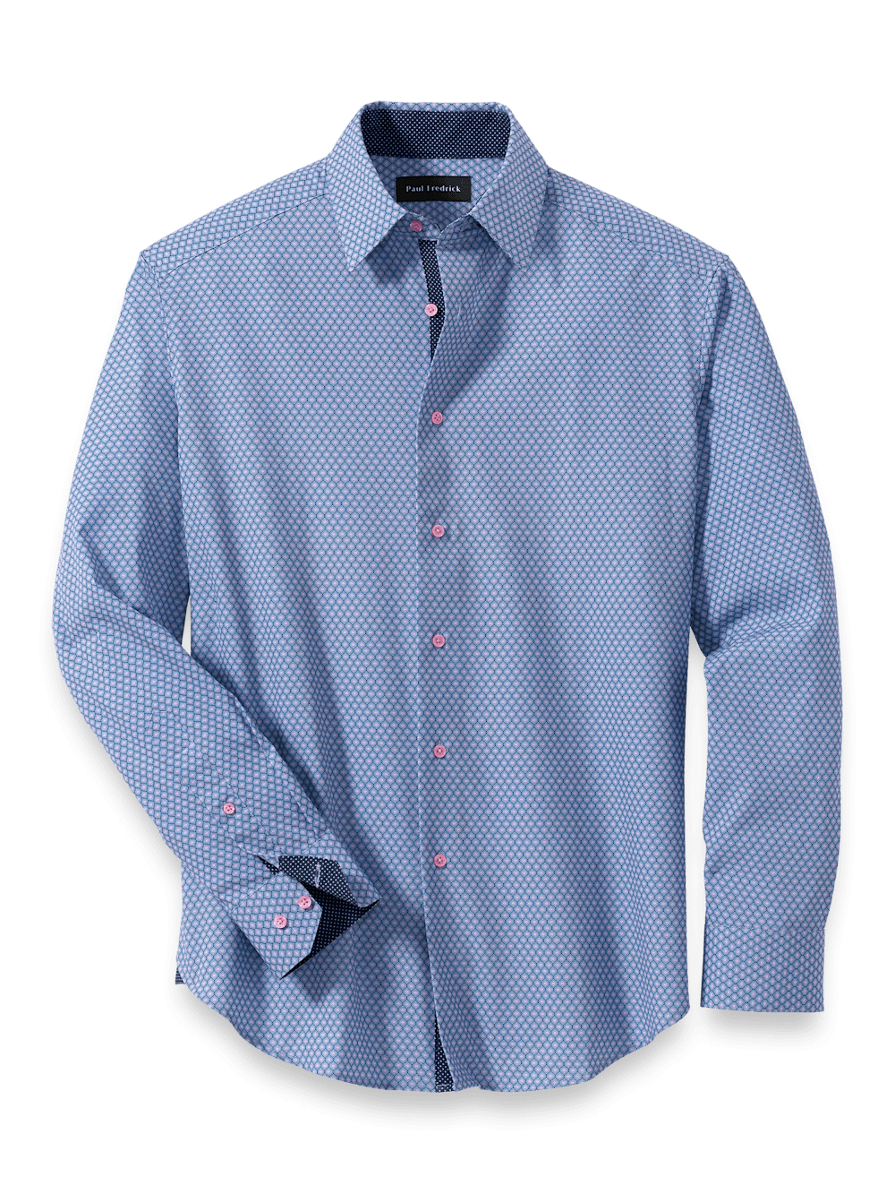 Product Image of Performance Stretch Geometric Casual Shirt-Blue/Pink