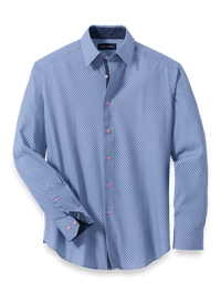 Performance Stretch Geometric Casual Shirt - Blue/pink
