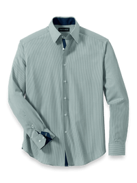 Performance Stretch Houndstooth Casual Shirt - Green