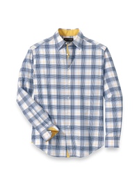 Performance Stretch Check Casual Shirt - Blue/yellow