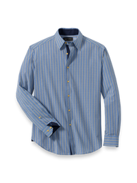Performance Stretch Stripe Casual Shirt - Blue/yellow