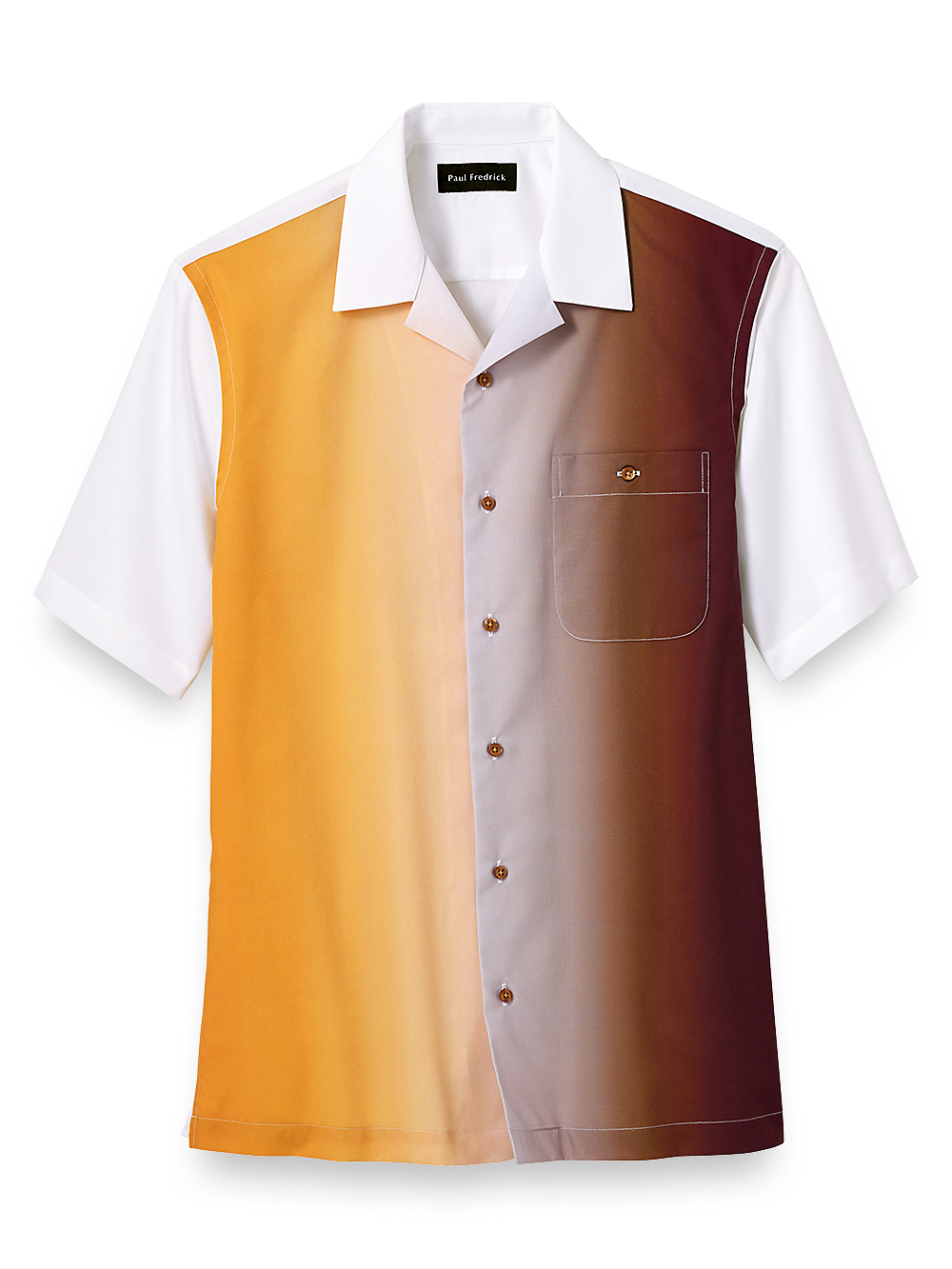 Product Image of Cotton Ombre Solid Print Casual Shirt-Gold/Brown