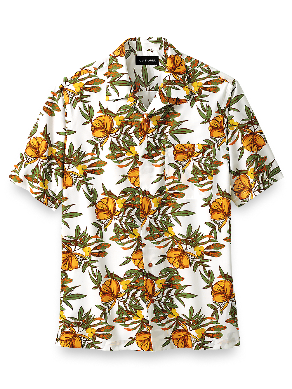 Product Image of Cotton Tropical Print Casual Shirt-White Multi