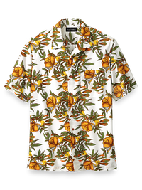 Cotton Tropical Print Casual Shirt - White Multi