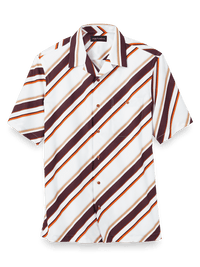 Cotton Diagonal Stripe Print Casual Shirt - White Multi