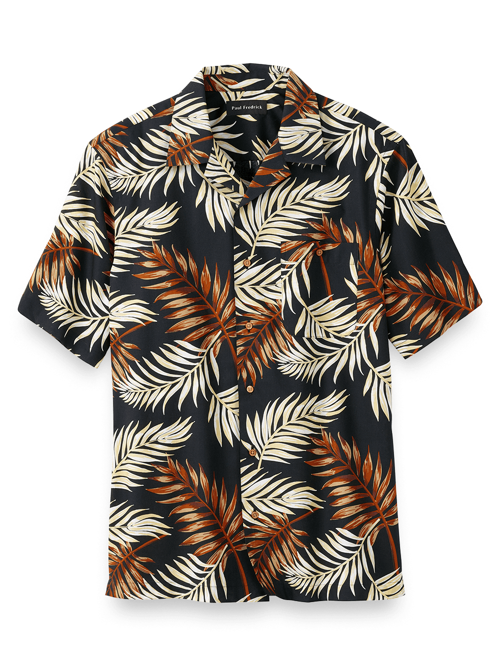 Product Image of Cotton Tropical Print Casual Shirt-Black Multi