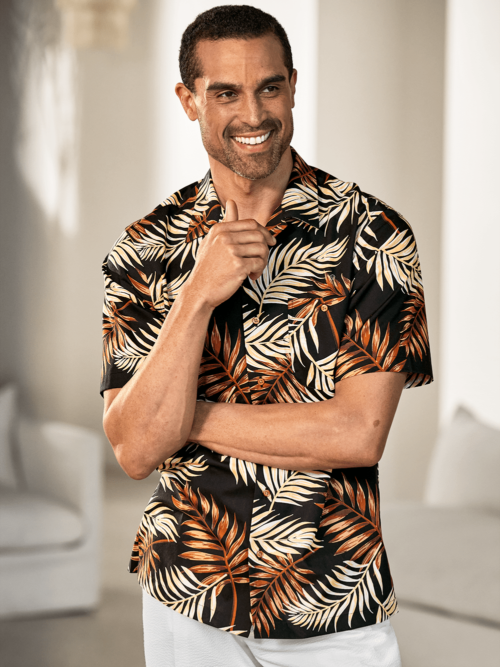 Alternate Image of Cotton Tropical Print Casual Shirt-1