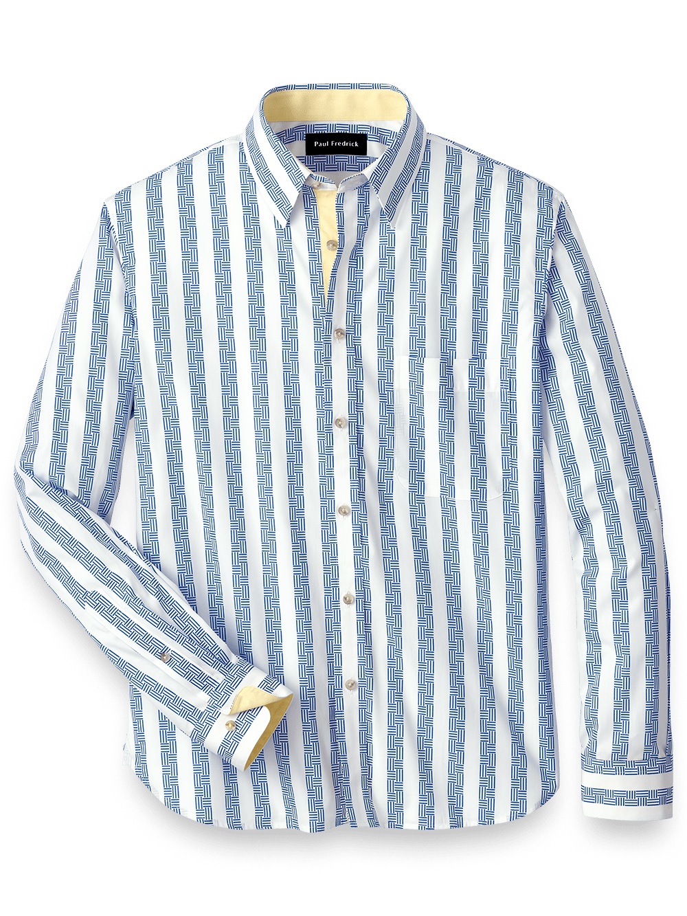 Product Image of Cotton Stripe Print Casual Shirt-Blue