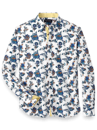 Cotton Floral Print Casual Shirt - Blue/brown