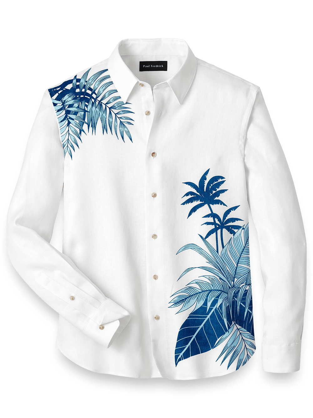 Product Image of Linen Botanical Print Casual Shirt-White