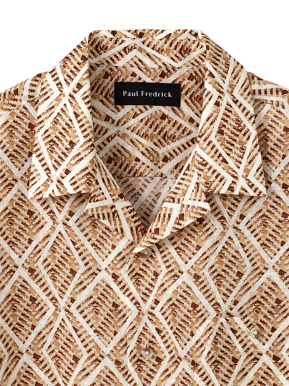 Alternate Image of Linen Geometric Leaf Print Casual Shirt-2