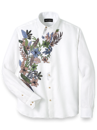 Linen Print Panel Casual Shirt - Multi