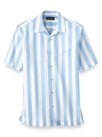 Cotton Wide Stripe Casual Shirt - Sky Blue