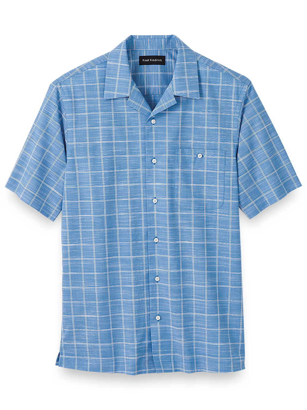 Product Image of Cotton Windowpane Casual Shirt-Blue