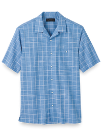Cotton Windowpane Casual Shirt - Blue