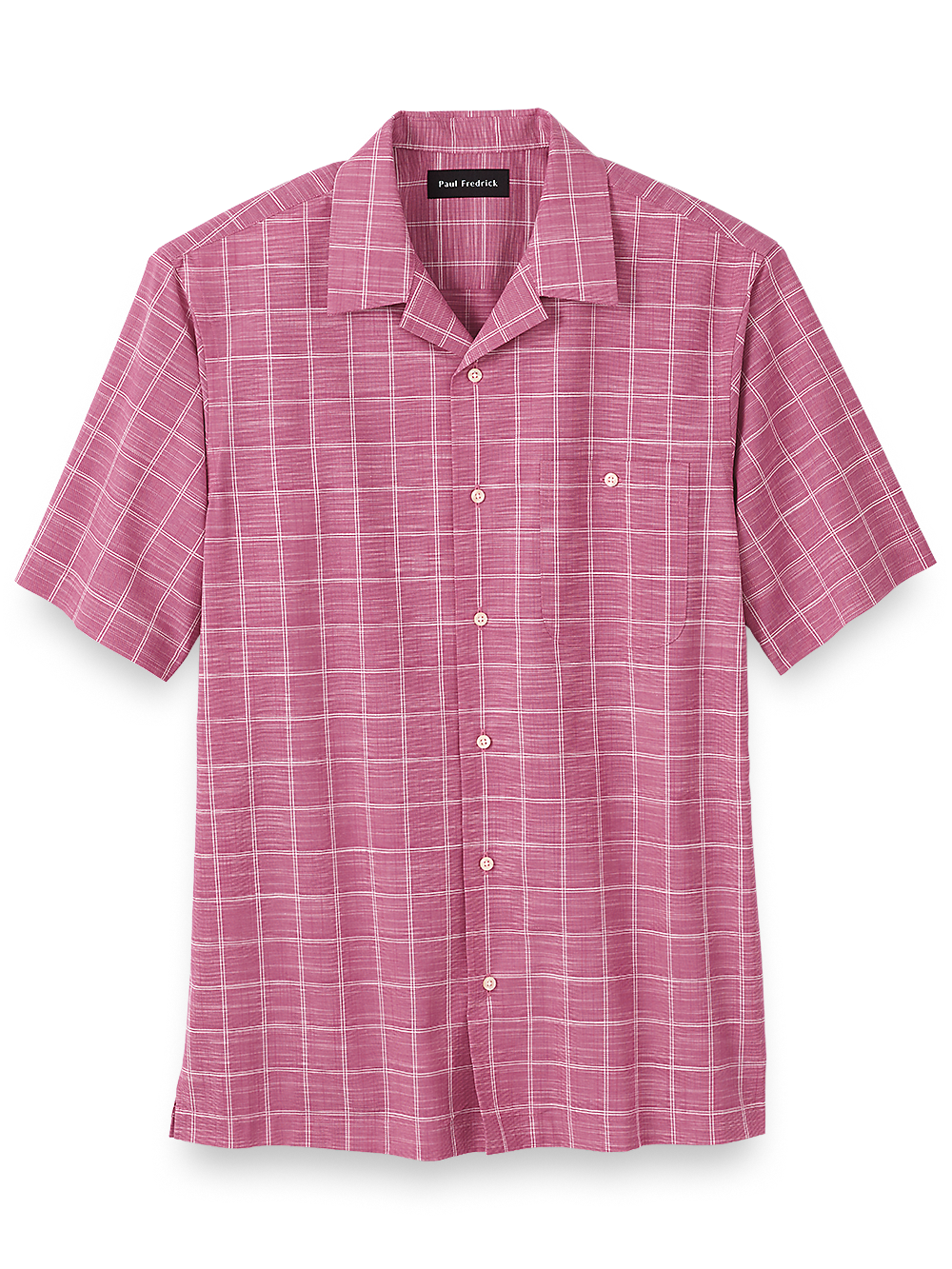 Product Image of Cotton Windowpane Casual Shirt-Berry