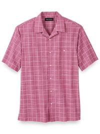 Cotton Windowpane Casual Shirt - Berry
